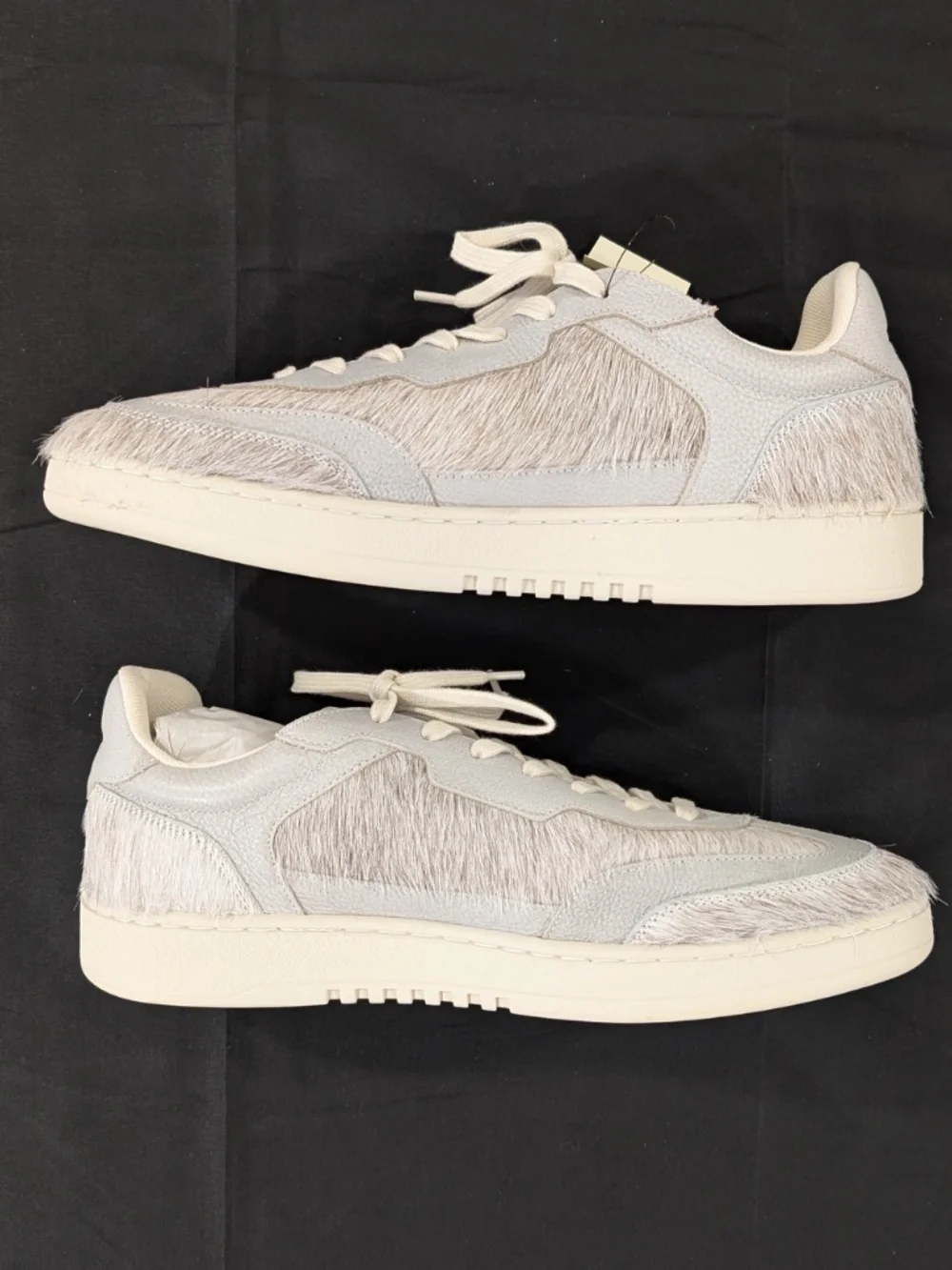 Axel Arigato Dice T-Toe Pony Hair Sneakers Light Gray Off White Men US 11 EU 45